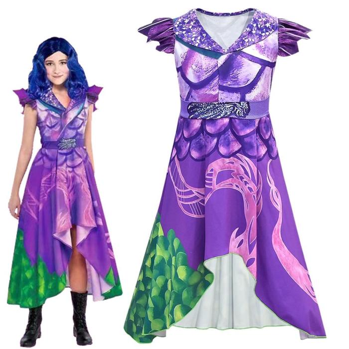 Sale Descendants 3 Evie Cosplay Dress Mal Costume Top Pants Full Set Adult Women Kids Halloween Carnival Costume For Girls