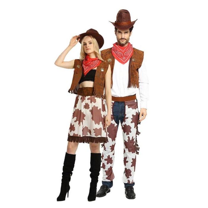 Adult/Children Halloween A Fancy Party Cowboy Costume,Cowgirl Cosplay Western Dress Suit Carnival Adult And Kids Costumes