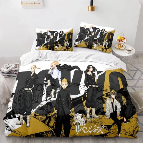 Tokyo Revengers Cosplay 3-Piece Bedding Sets Duvet Covers Bed Sheets