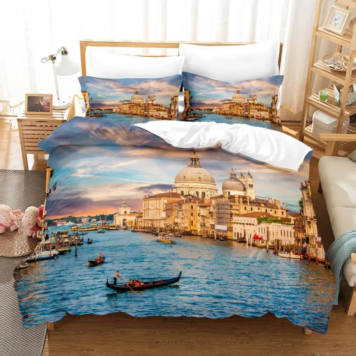 3-Piece Coastal Beach Theme Bedding Sets Duvet Cover Set Bed Sheets
