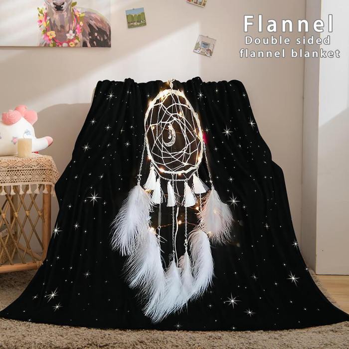 Magical Dream Catcher Flannel Fleece Reversible Sherpa Throw Blanket