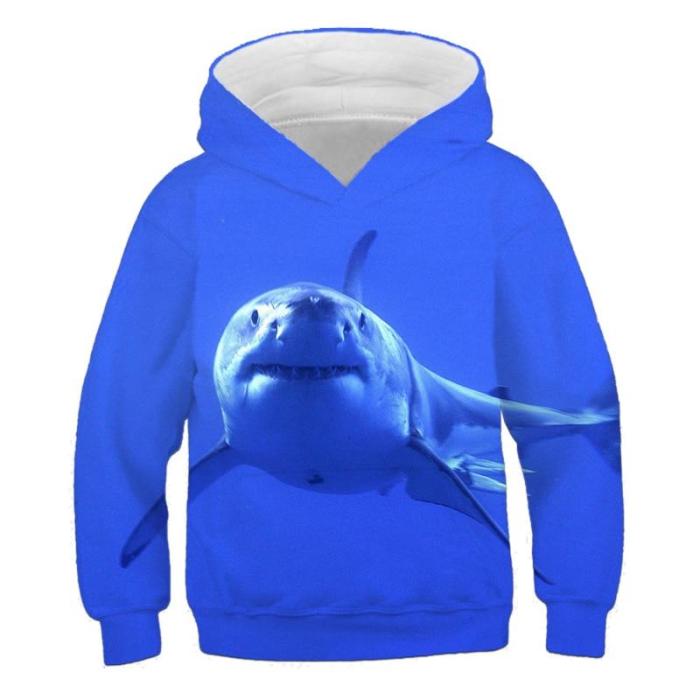 Kids Cartoon Shark Animal 3D Print Hoodies Children Girls Cool Clothes Boys Long Sleeve Autumn Winter Spring Sweatshirts Outfits