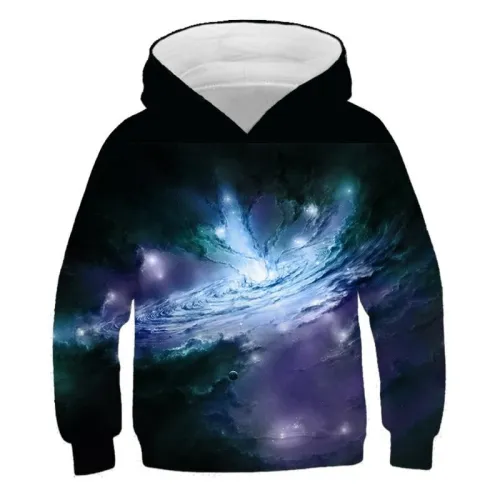 Children Black Hole Galaxy Serise Hoodies Hooded Boy Girl Hat 3D Sweatshirts Print Colorful Kids Fashion Pullovers Clothes Tops