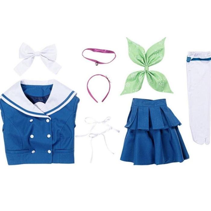 Anime Danganronpa Killing Chabashira Tenko Cosplay Costumes Women Blue School Uniform Outfit Dress Sailor Suit