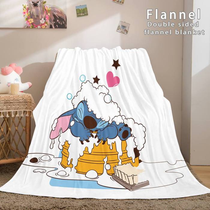 Stitch Blanket Flannel Throw Cosplay Blanket Comforter Sets For Bed