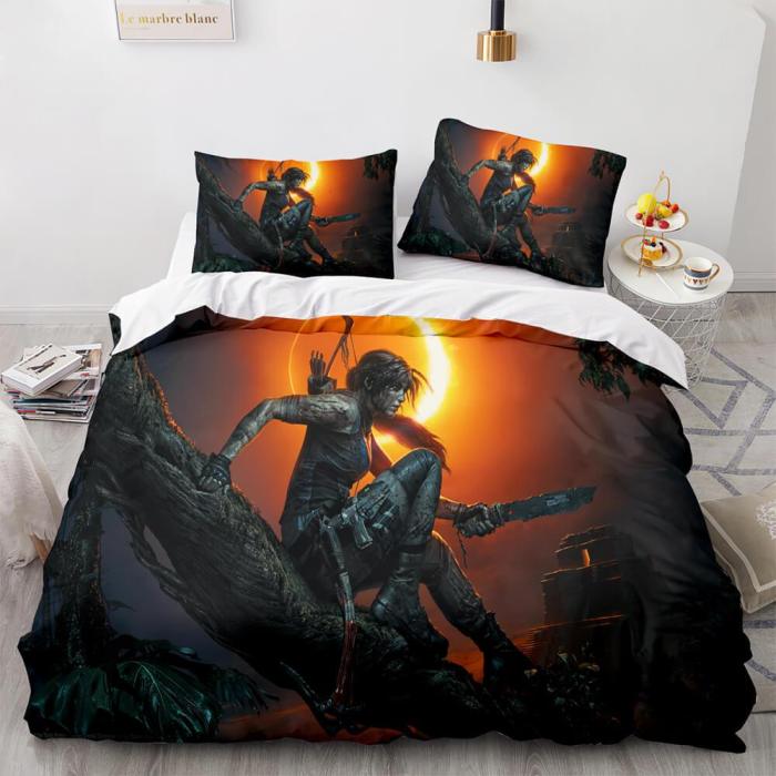 Tomb Raider Cosplay Comforter Bedding Sets Duvet Covers Bed Sheets