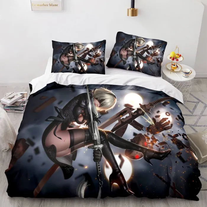 Game Nier Automata Cosplay 3 Piece Bedding Set Duvet Covers Bed Sheets