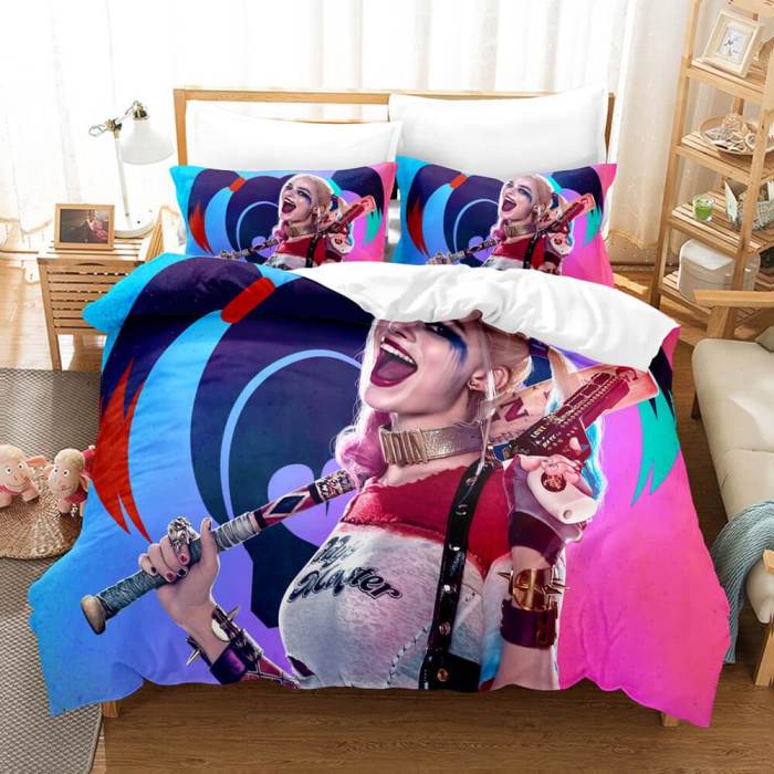 US$ 29.99 - Suicide Squad Harley Quinn Bedding Set Duvet Cover Comforter  Bed Sheets - www.spiritcos.com