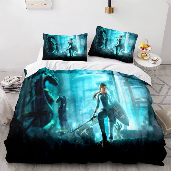 Game Tomb Raider Cosplay 3 Piece Bedding Sets Duvet Covers Bed Sheets