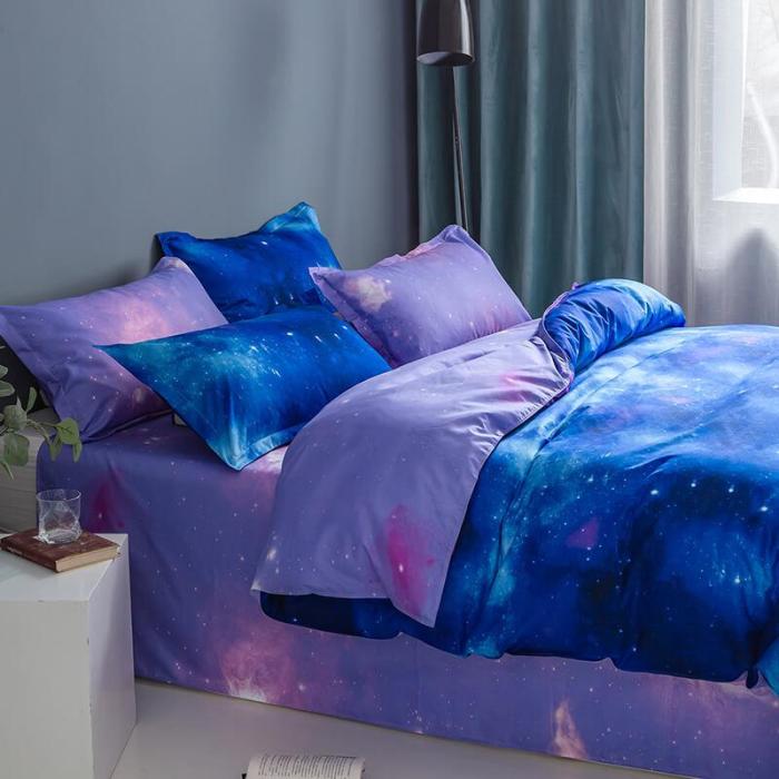 3-Piece Galaxy Sky Bedding Set Duvet Covers Comforter Bed Sheets