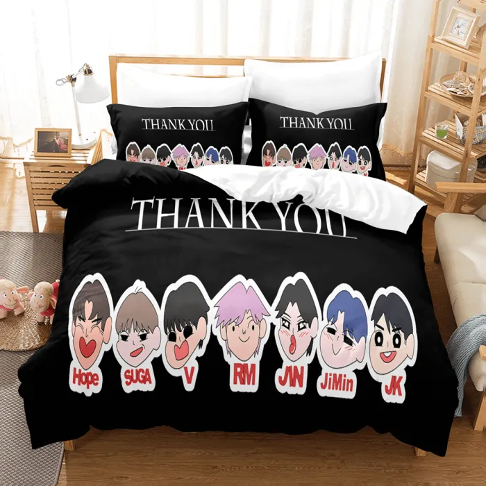 Bts Cosplay 3 Piece Bedding Sets Duvet Covers Bed Sheets