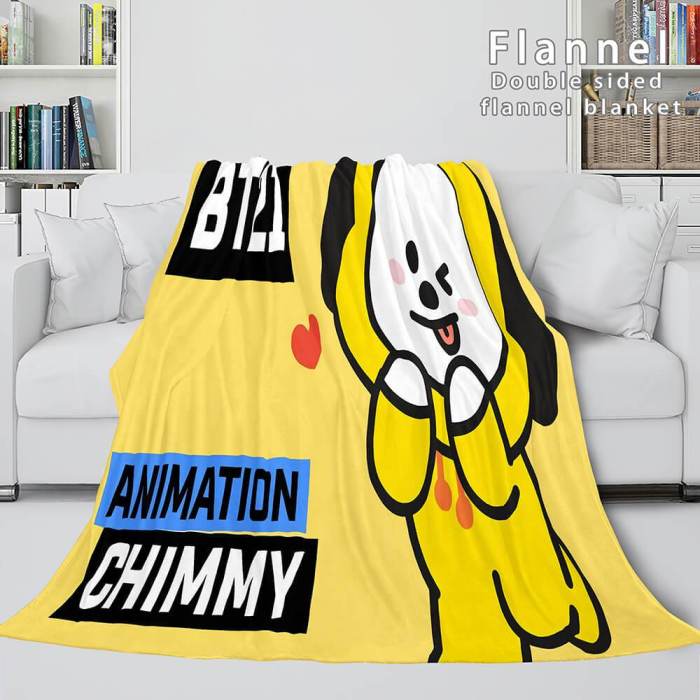 Bt21 Cosplay Flannel Blanket Throw Comforter Soft Bedding Sets