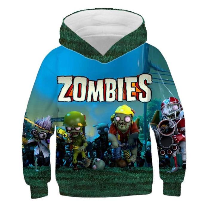 Plant Zombie 3D Printing Boys And Girls Sweatshirt, Custom Fashion, Leisure, Personality. Cartoon Children'S Hoodie