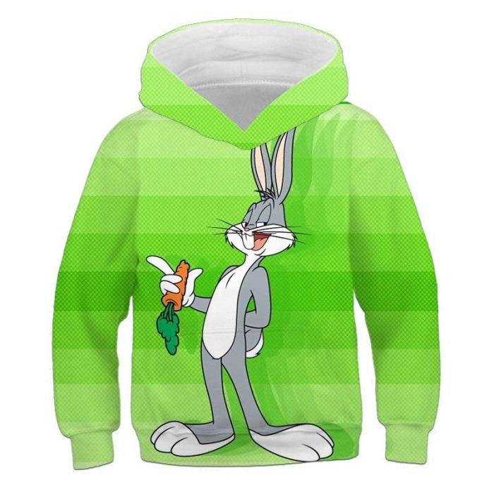 Children Harajuku Anime Cartoon Bunny Rabbit Hoodies Funny Bluely Clothes Boy/Girl 3D Hoodie Sweatshirts Kids Clothes