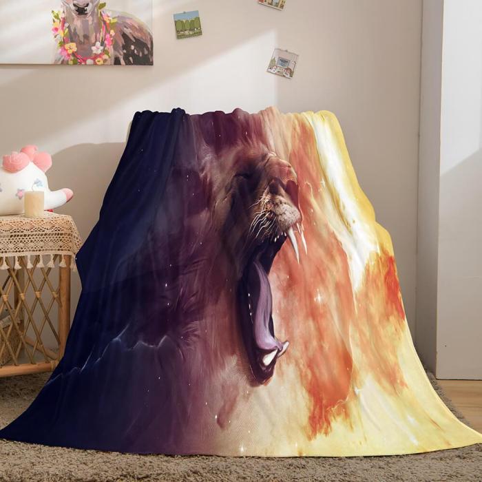 Fiercely Lion Flannel Blanket Comforter Bedding Sets Bed Blanket