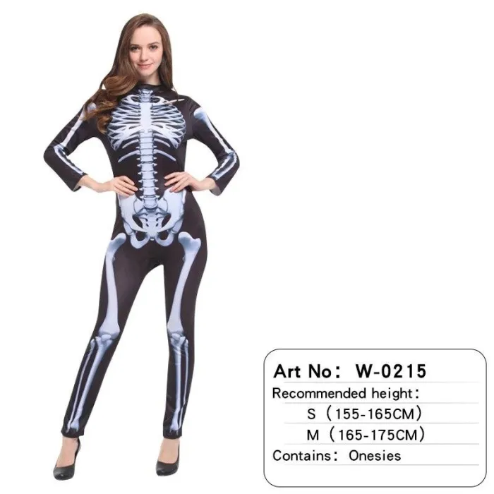 Adult Men Women Halloween Costume Cosplay Skull Devil Ghost Costumes With Skeleton Printing Zombie Clothes
