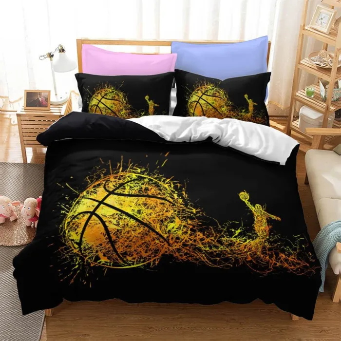 Basketball Lakers Bulls Air Jordan Cosplay Bedding Set Duvet Cover Comforter Bed Sheets