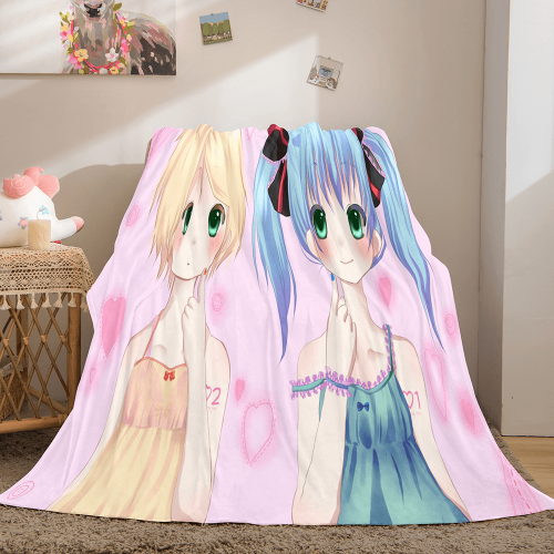 Hatsune Miku Cosplay Soft Flannel Blanket Throw Blanket Comforter Sets