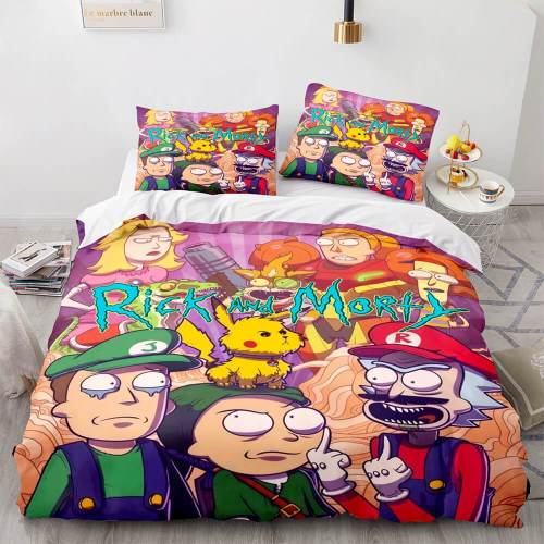 Rick And Morty Cosplay 3-Piece Bedding Sets Duvet Covers Bed Sheets
