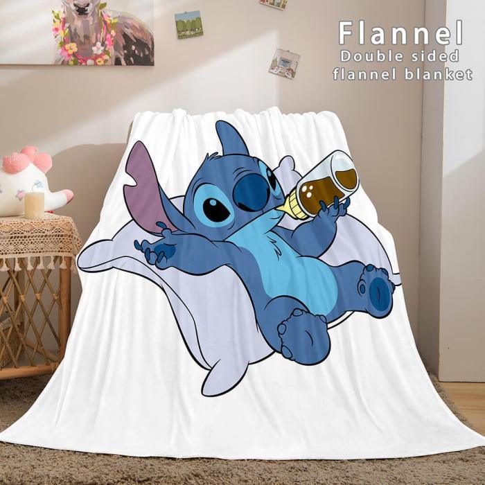 Lilo And Stitch Flannel Blanket Warm Cozy Plush Throw Bed Blankets