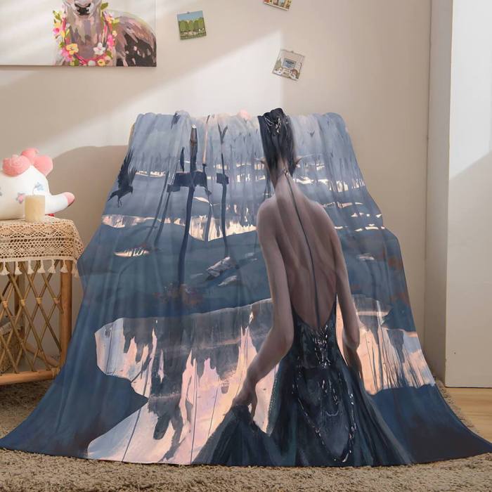 Game Ghost Blade Cosplay Flannel Fleece Blanket Comforter Bedding Sets