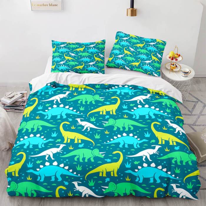 Cartoon Dinosaur Cosplay 3 Piece Bedding Sets Duvet Covers Bed Sheets