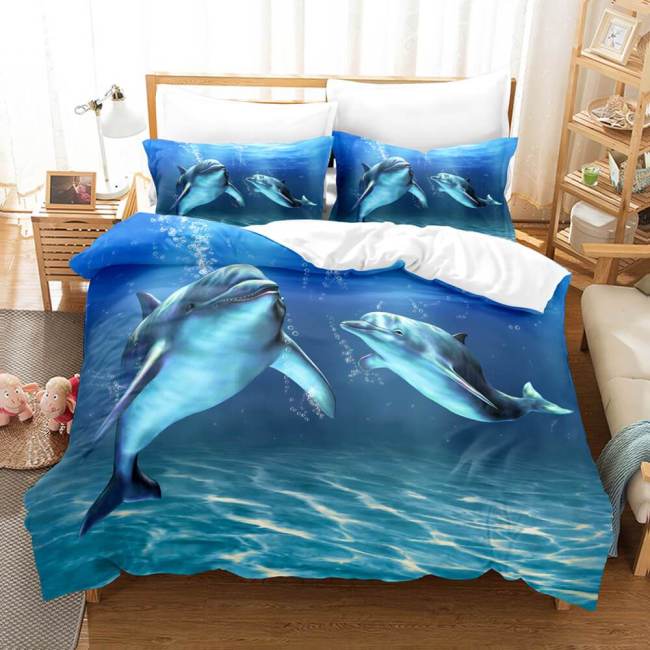 Ocean Dolphin Bedding Set Duvet Cover Comforter Bed Sheets