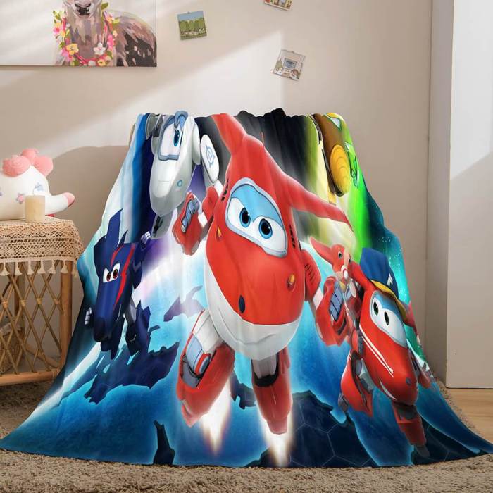 Super Wings Cosplay Flannel Fleece Throw Blanket Comforter Bedding Sets
