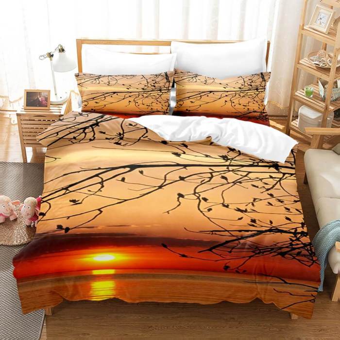 3-Piece Coastal Beach Theme Bedding Sets Duvet Cover Set Bed Sheets