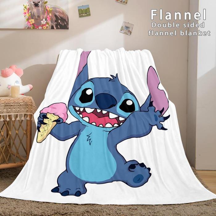 Lilo And Stitch Flannel Blanket Warm Cozy Plush Throw Bed Blankets