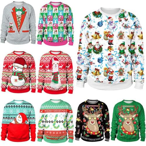 Ugly Christmas Sweater For Gift Funny Pullover Thin Sweater Womens Mens Jerseys Tops Autumn Winter Clothing Xmas Lady
