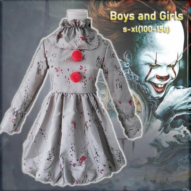 Stephen King'S It Pennywise Costume Joker Cosplay Dress Kids Clothes Horror Clown Collar Halloween Party For Boys And Girls