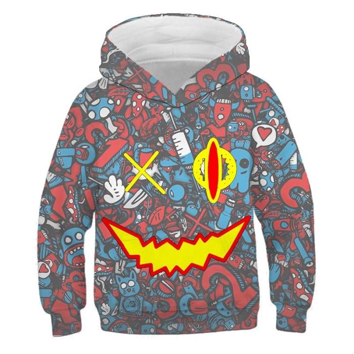 Boys Sweatshirt Xo Graffiti Hoodies Cool Fashionable Children Autumn 3D Printed Hoodie Girl Animal Pullover Hoodies Sweater