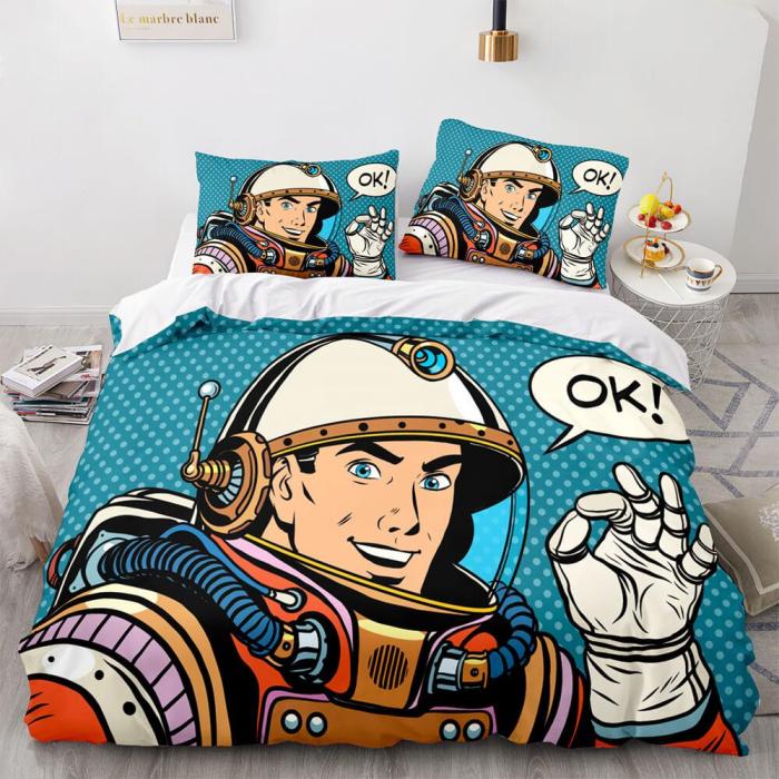 Space Astronaut Bedding Set Duvet Cover Comforter Bed Sheets