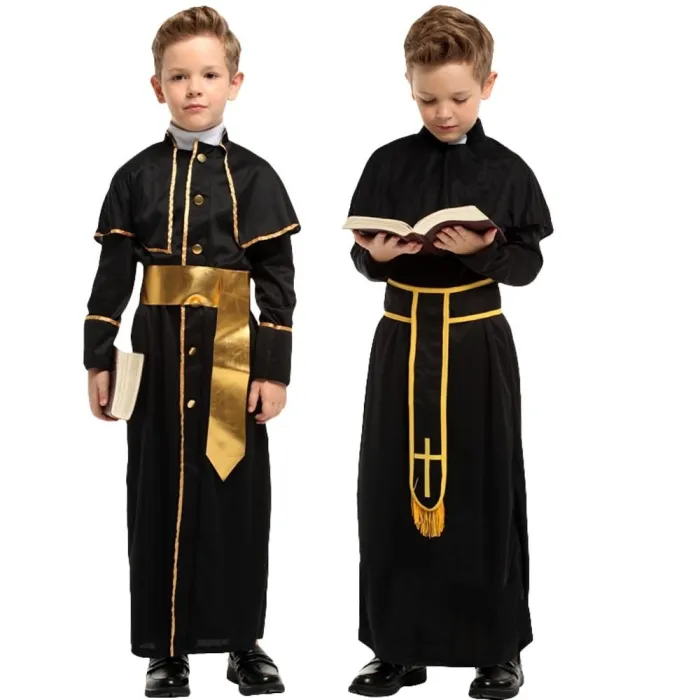 Halloween Medieval Missionary Cosplay Costumes For Father Children With Belt Costume Sets Carnival Cosplay Kids