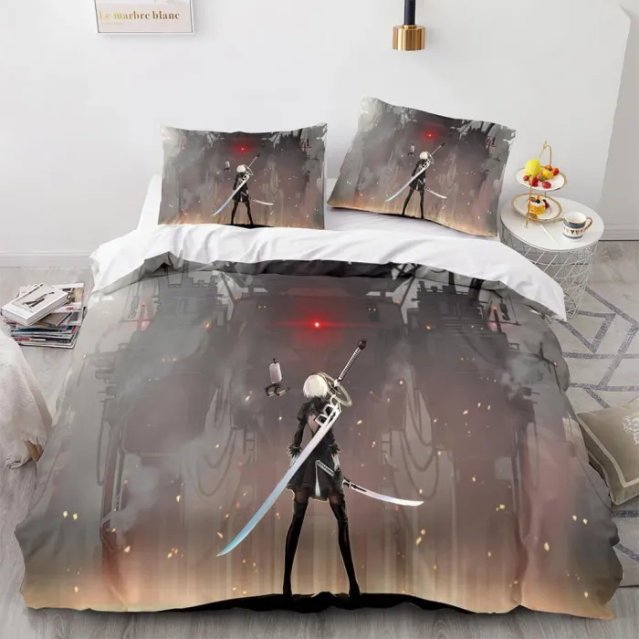 Game Nier Automata Cosplay 3 Piece Bedding Set Duvet Covers Bed Sheets