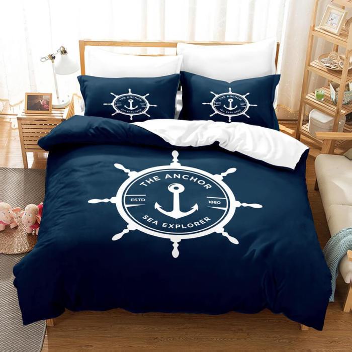 Marine Anchor Bedding Set Duvet Cover Comforter Bed Sheets