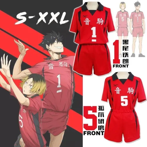 Haikyuu!! Nekoma High School Cosplay Costume No 1 Tetsurou Kuroo No 5 Kenma Kozume Cosplay Jersey Sports Wear Uniform Size S-Xxl