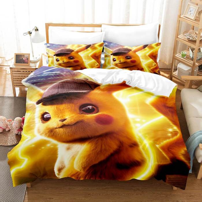Pokemon Pikachu Cosplay Comforter Bedding Sets Duvet Covers Bed Sheets