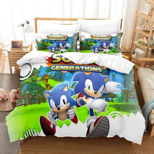 Sonic Cosplay Full Bedding Set Duvet Cover Comforter Bed Sheets