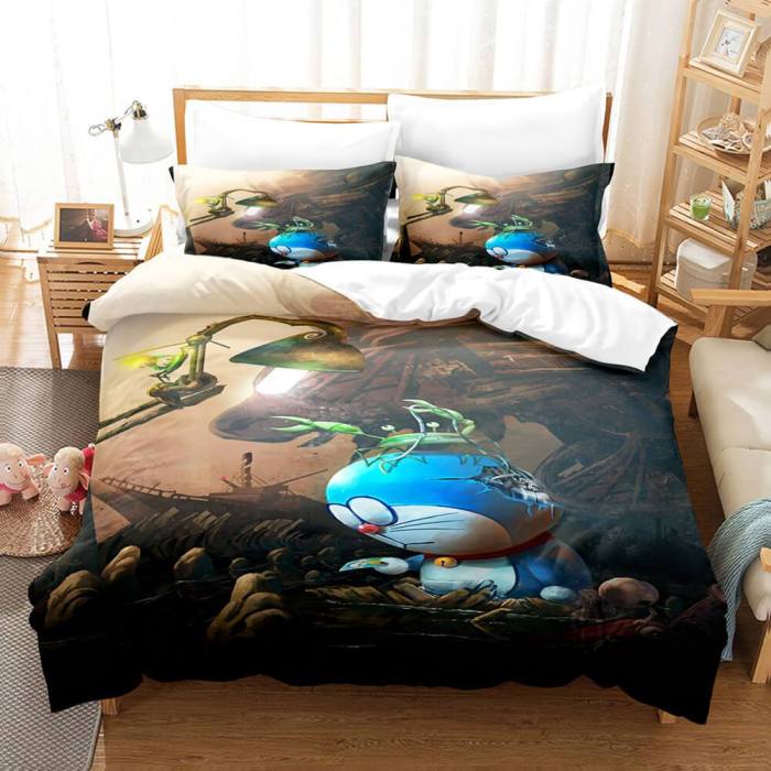 Doraemon Cosplay Bedding Set Comforter Bed Sheets Full Duvet Cover Set