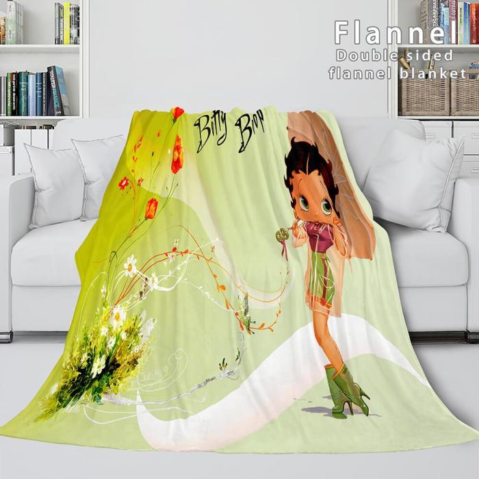 Betty Boop Cosplay Flannel Blanket Throw Comforter Soft Bedding Sets
