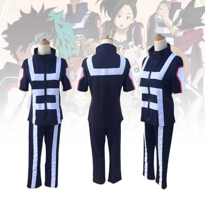 My Hero Academia Cosplay Costume Wigs Boku No Hero Academia Uniforms Short Sleeve Uniform Suit Apparel Sportswear Tops+Pants