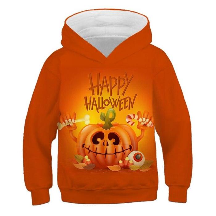 Baby Boy Cartoon Halloween Pumpkin 3D Print Girls Cute Hoodies Children'S Clothing Kids Holiday Autumn Pullovers Outfits