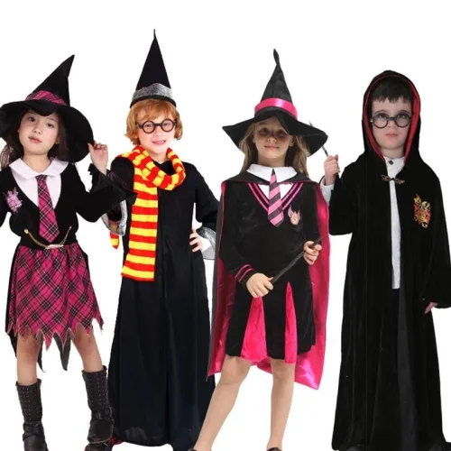 Anime Magicians Cosplay Costume Children Boys Halloween Party Skirt Set Suit Red Magic Hat For Girl Christmas Gift