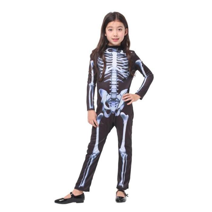 Halloween Children'S Day Skeleton Costumes Kids Skull Skeleton Monster Demon Ghost Scary Party Costume Dress Robe Dress