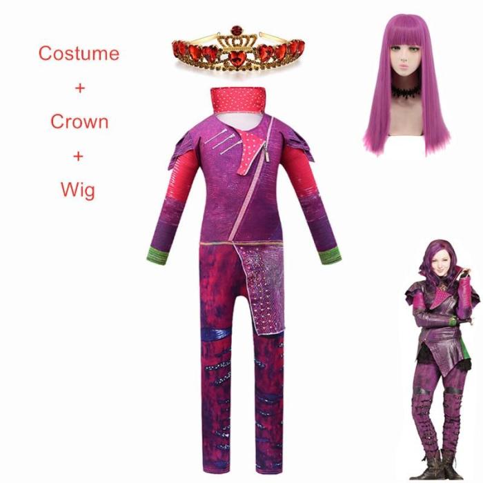 Pink  Costumes Girl Halloween Costumes For Girls Fantasia Party Costume Descendants 3 Mal Cosplay Clothes Set 5-14 Year