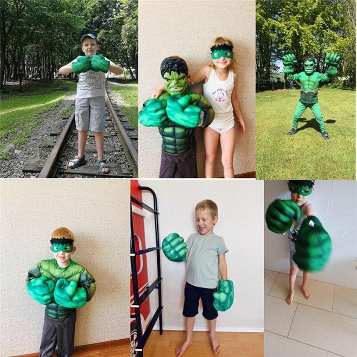 2Pc Kid Movie Fantasy Incredibl Superhero Figure Spider Ma/Hulks Toys Boxing Gloves Boy Halloween Gift Hulk Gloves