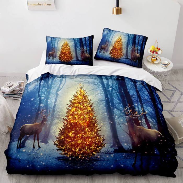 Christmas Script Bedding Sets Full Duvet Covers Comforter Bed Sheets