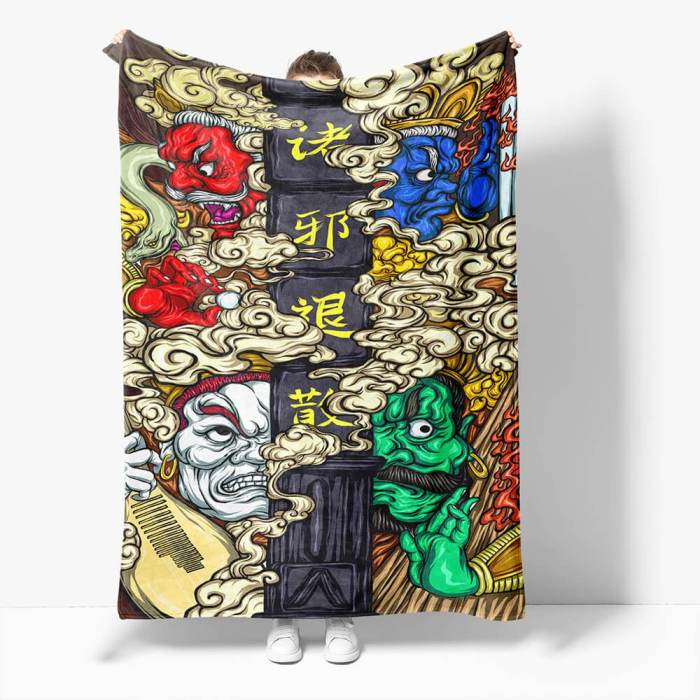 Chinese National Tide Elements Flannel Fleece Throw Cosplay Blanket